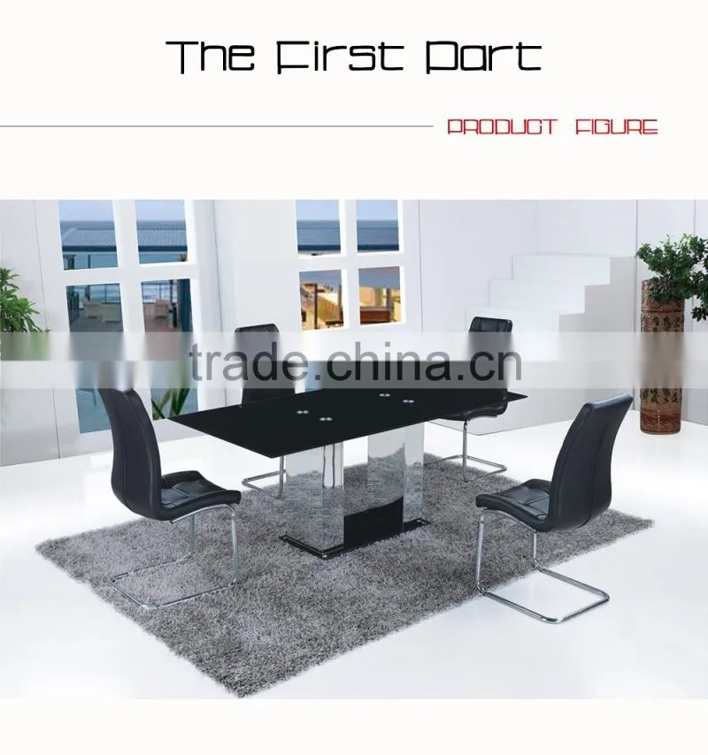 Modern Design Home Furniture Dining Table Glass Top Metal Legs