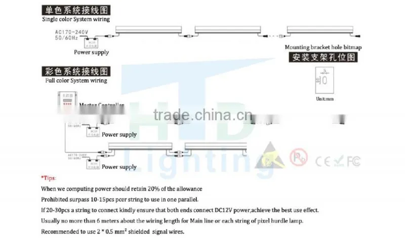 led digital tube smd5050 rgb 12w DC24V