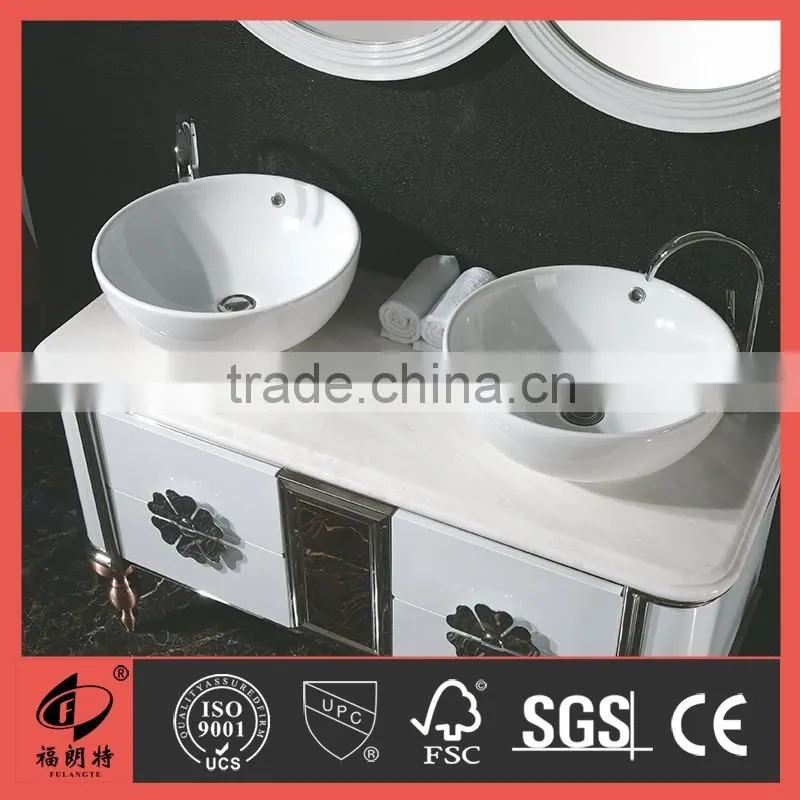 Waterproof country style stainless steel bathroom cabinet T-6624
