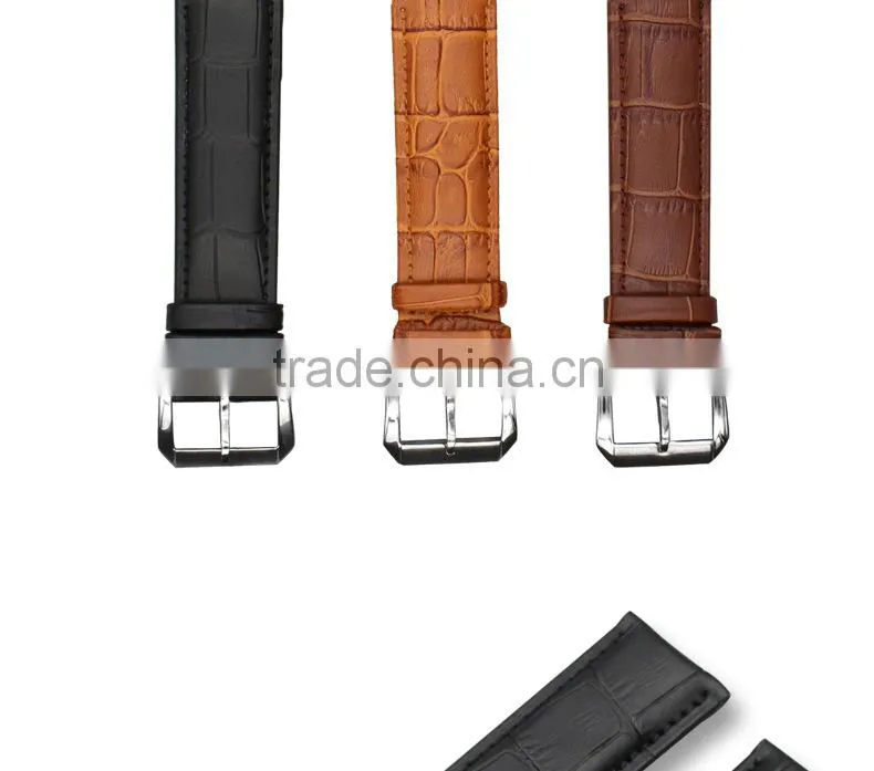 Luxury brand watch leather band with stainless steel pin buckle
