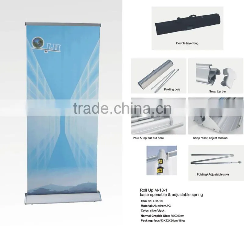 the base can open, aluminium roll up display