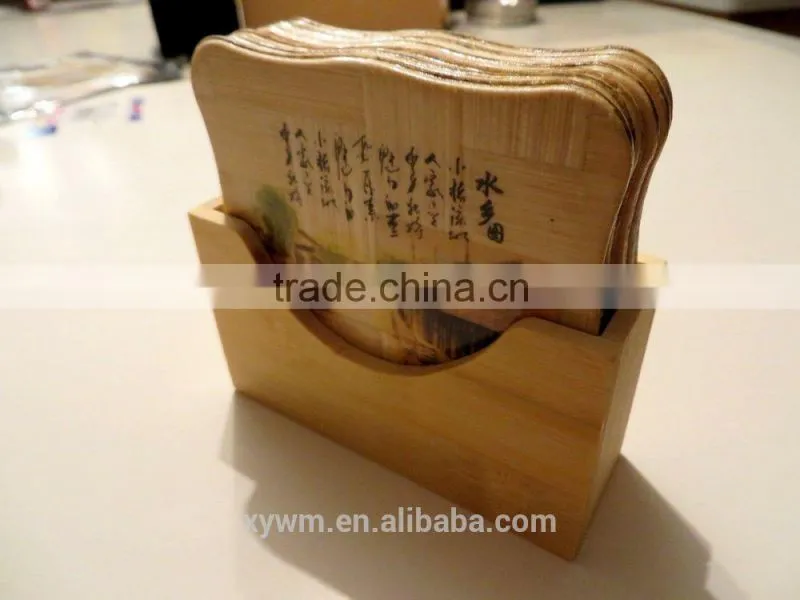 Bamboo hand-painted coasters