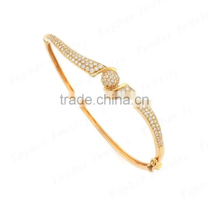 925 silver micro pave bangle gold plated factory direct sale
