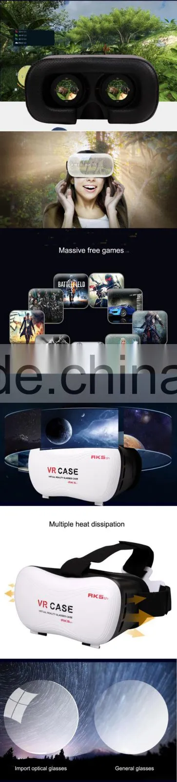 Google cardboard HeadMount VR BOX 2.0 Version VR Virtual 3D Glasses for 3.5" - 6.0" Smart Phone
