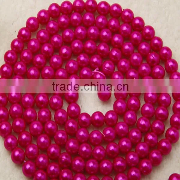 wholesale connecting 6mm immitation pearl ABS plastic round plastic beads chain for clothing and christmas decoration