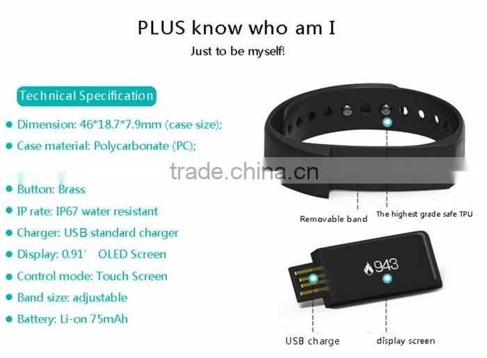 2016 I5 Plus Smart Bluetooth 4.0 Watch IP67 Sleep Monitoring Sports Tracking Wristband Call Message Reminding Sedentary Alert