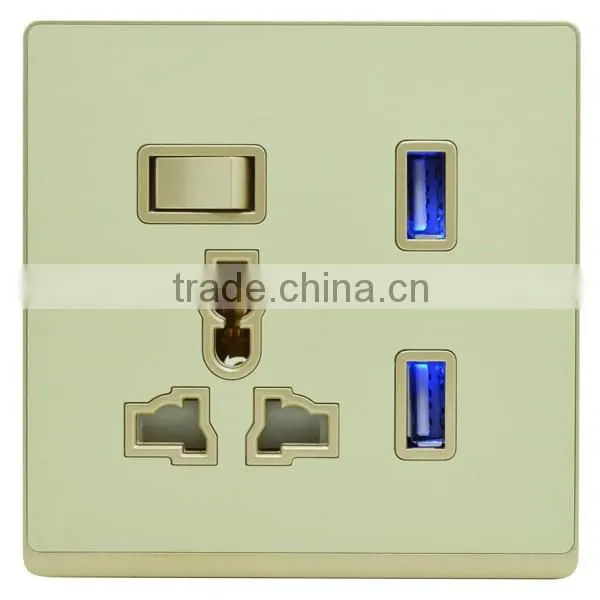UK standard combination 13a switch socket with double USB socket