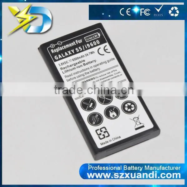 white label Design thick battery for S5/9600 3.8V 6500mAh battery for cell phone