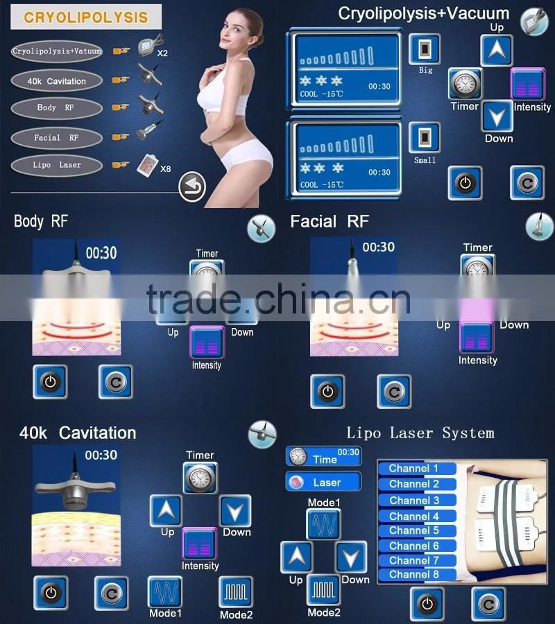 hot sale vertical 5 handles with lipo laser liposuction fat freezing cryolipolysis machine
