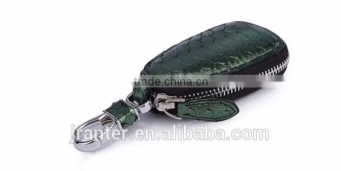 New fashion customized python snakeskin car key case,zipper key pouch,genuine leather car key holder