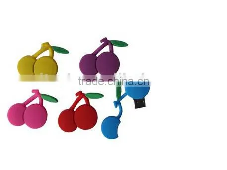 2GB Soft PVC cherry shaped usb flash drive gift 100% real capacity usb flash disk memory USB 2.0 with key chain