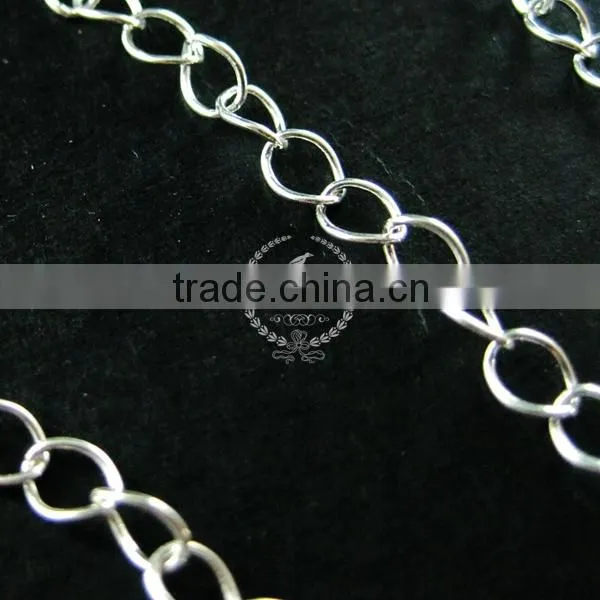 2inches silver plated brass oval extension chain for DIY necklace jewelry supplies findings 1312023