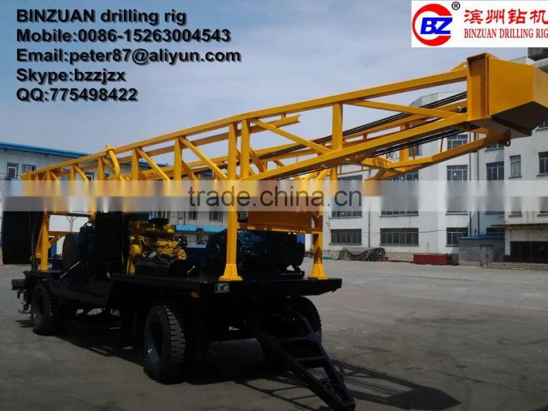 Trailer mounted rotary table water well drilling rig BZT-300(300m)