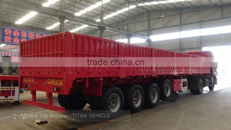 TITAN 3 axles 4 axles 40 Ton 60 Ton Flatbed Trailer with drop side walls