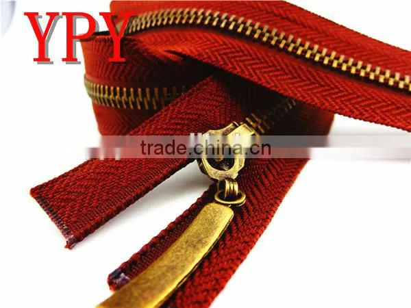 5# antique brass metal zipper for outer garment