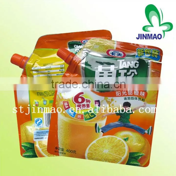 Colorful printing side gusset fruit juice spout plastic bag