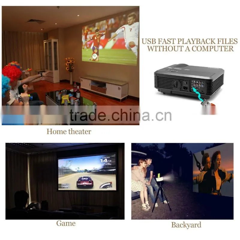 LCD Prpjector with 4200 Lumens LED Display for Smartphone DVD HDMI