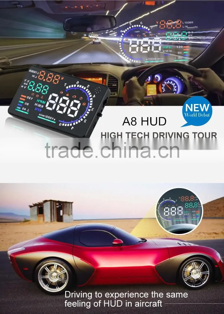 Head up display GPS OBD car speed limiter HUD A8