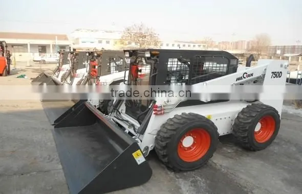 Diesel Engine 0.44m3 Bucket Mini Loader Skid Steer WECAN 750D Skid Steer Tires 12x16.5