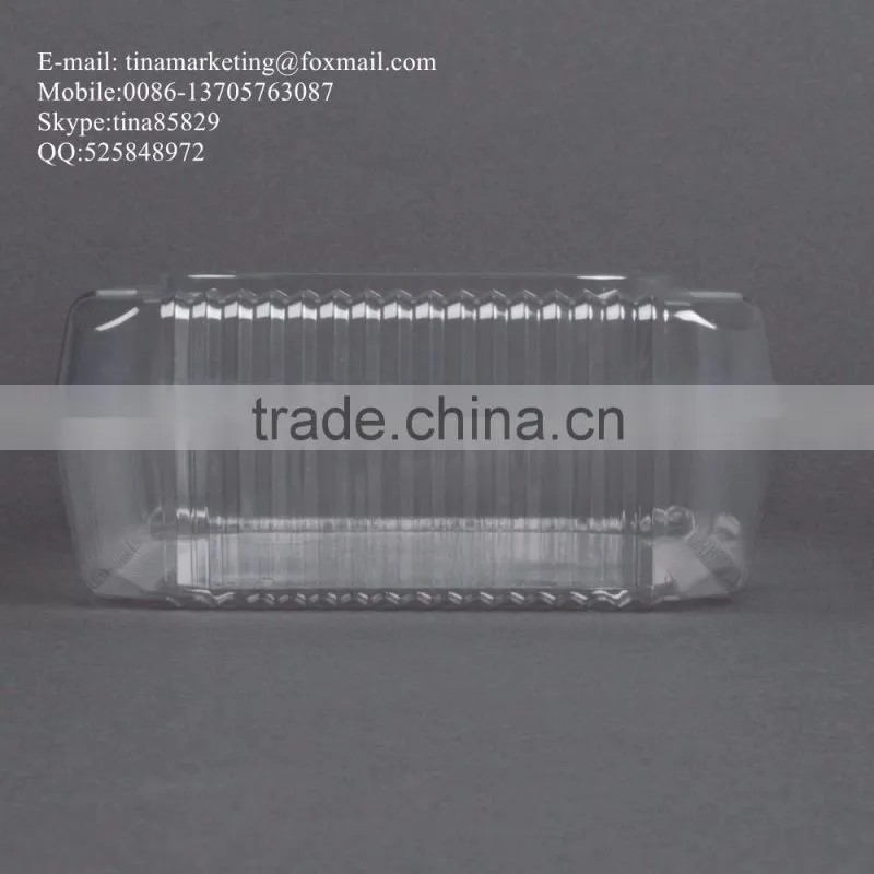 Square Clear Hinged Clamshell Type Plastic StayLock Medium Food Container for Salad, Muffins, Cake, Pastry and Fruit Packaging