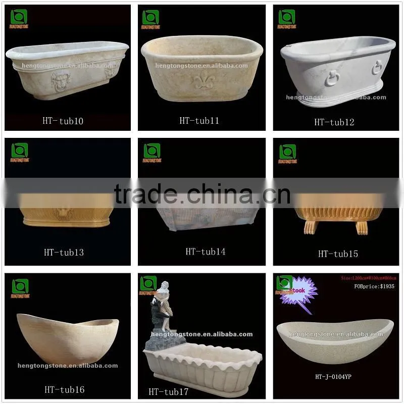 Small Oval Shaped Solid Marble Bathtub