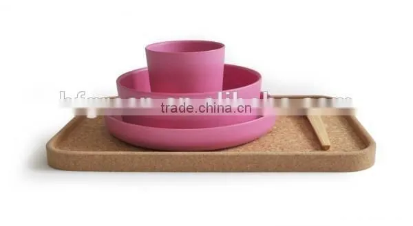 cute carton crab kids dinner set,bamboo fibre plate&bowl&tumbler&spoon&fork dinner set