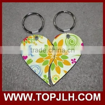 Fashion sublimation MDF keychain with heart shaped,blank DIY keyring