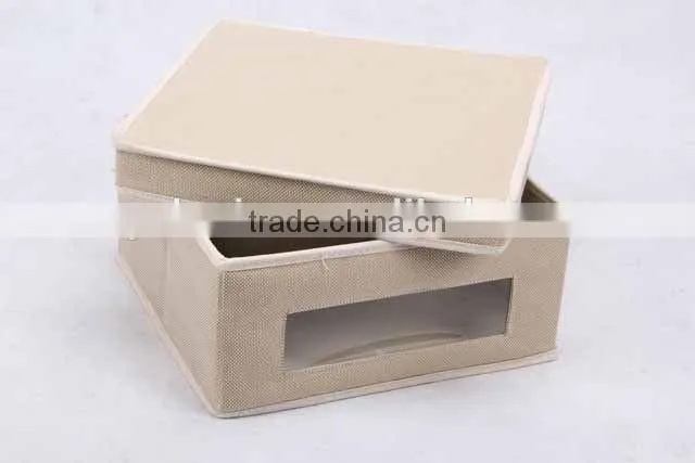 rectangular Linen and canvas box with cover/storage box