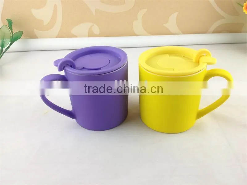 promotional color glaze ceramic mug with lid