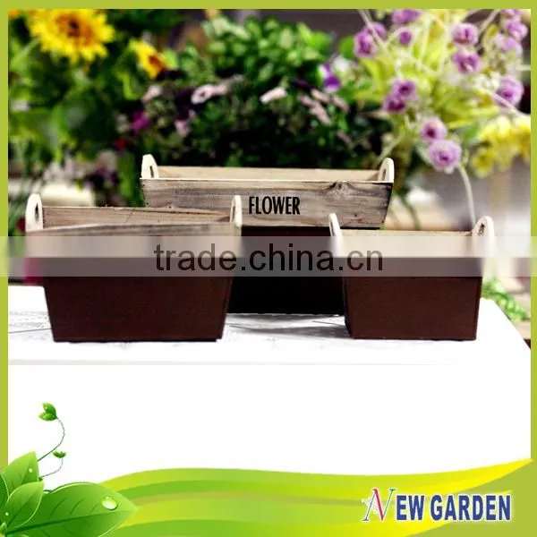 China Wholesale Durable Garden lightweight retangle wooden pot