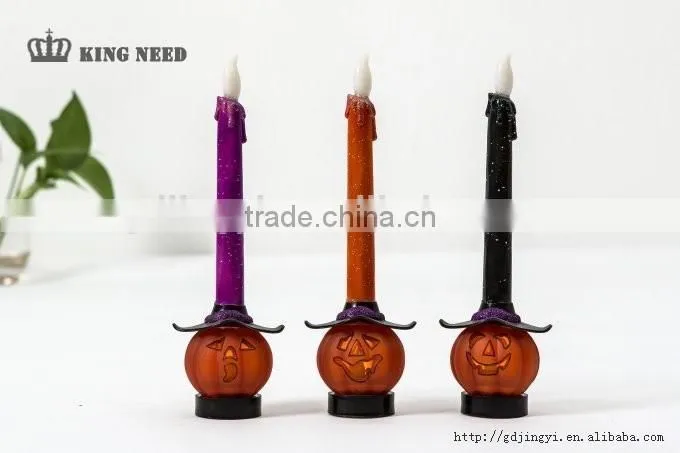 sales promotion acrylic Halloween decoration pumpkin shape led candle