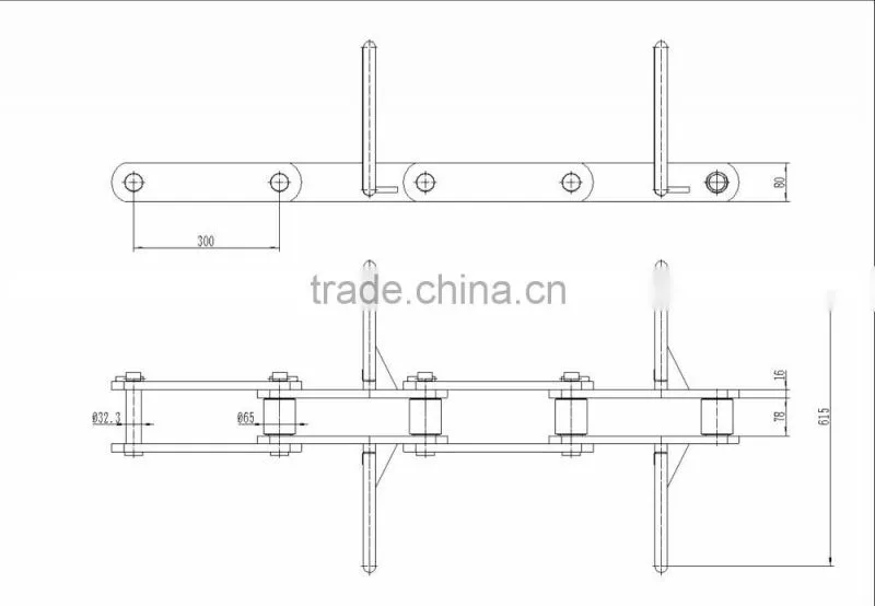 FU800 industry cement large buried scraper conveyor chain with attachment