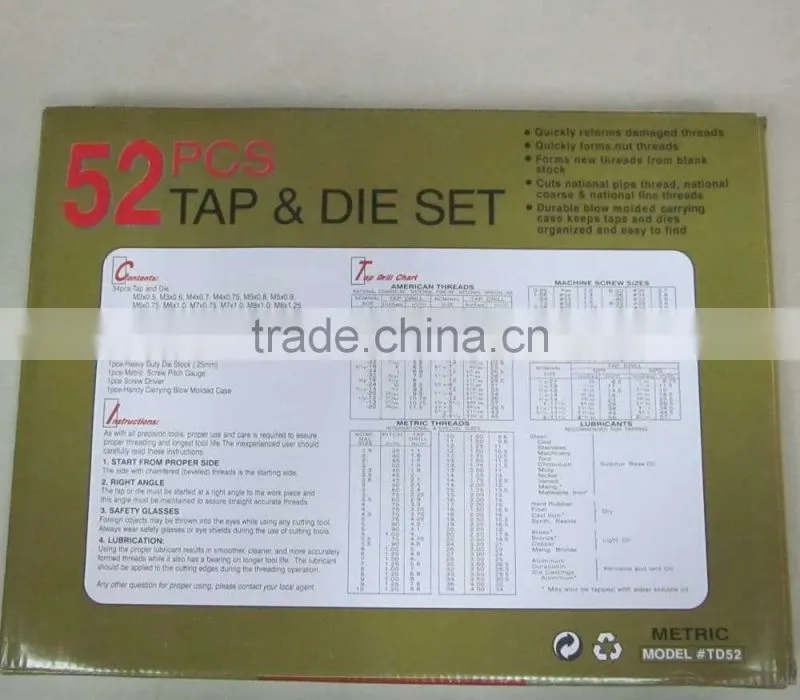 52PCS Tap And Die Set