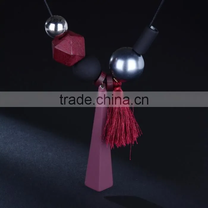 geometric beads strip pendant necklace tassel long sweater necklace autumn winter geometric garment necklace