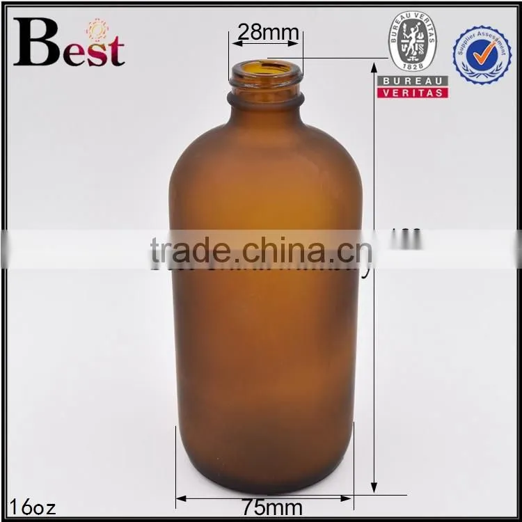 16oz boston round glass bottle amber frosted round boston round glass bottle for essential oil