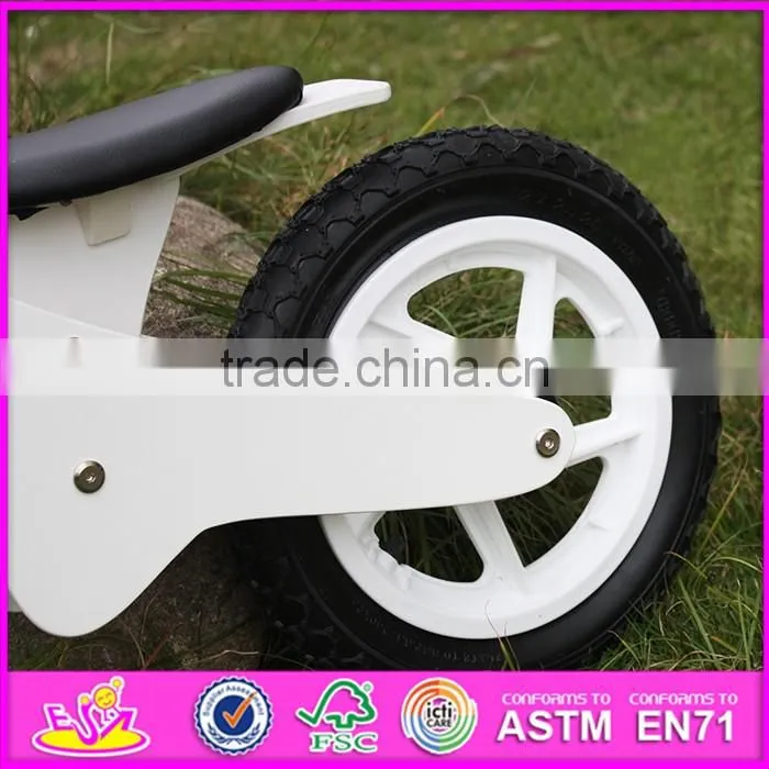 2016 new design white funny children wooden balance bike without pedals W16C154