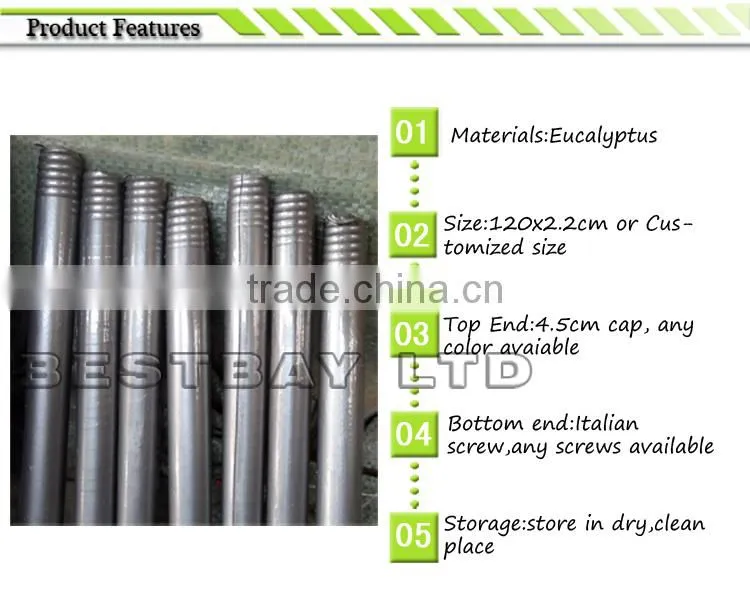 PVC coated wooden broom handle with thread Wooden broom stick / wood handle /