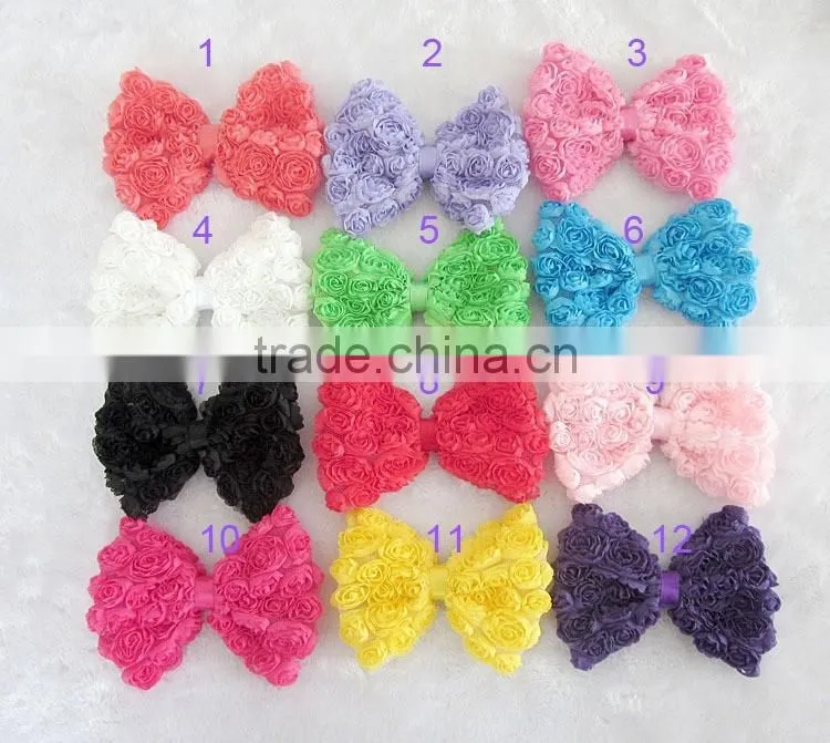 shabby bow flower clip for kids hair accessories