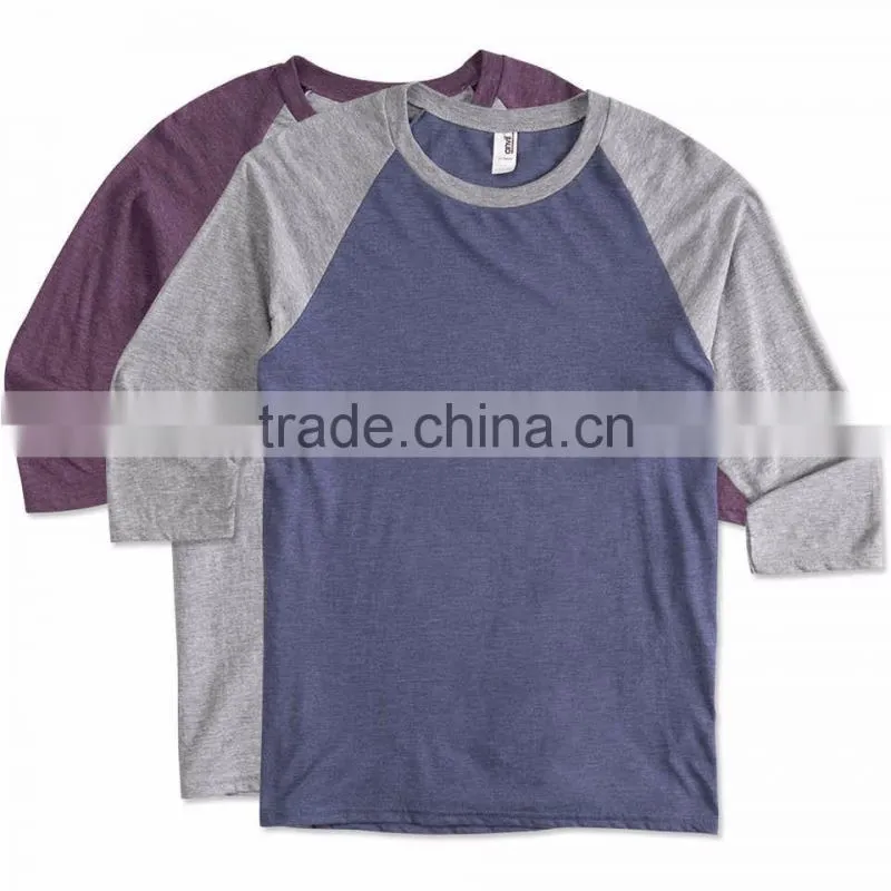 High Quality Custom Wholesale Tri-Blend Baseball Raglan T-shirts Sport T-shirts Cricket