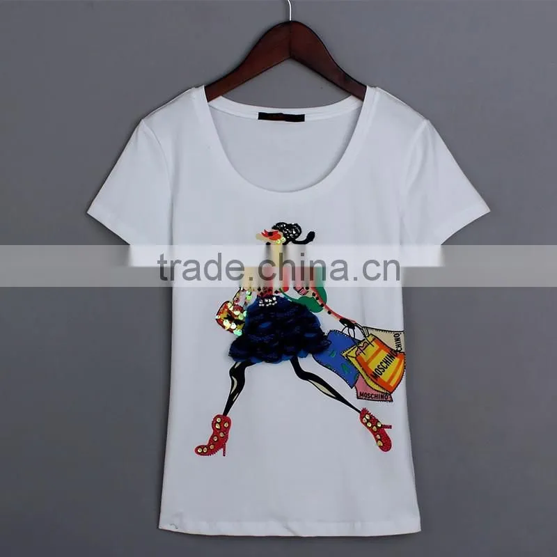Latest Fashion Casual Elegant Short Sleeve Summer Women Printed T Shirt
