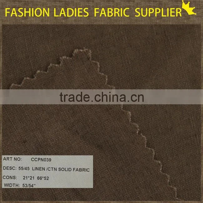 manufactory to produce high and good handfeel solid one plain weave 55 linen 45 cotton fabric