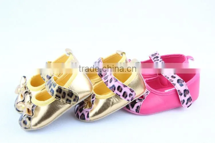 2014 fashion new arrival baby girls leopard leather shoe brand new baby girls leather shoes