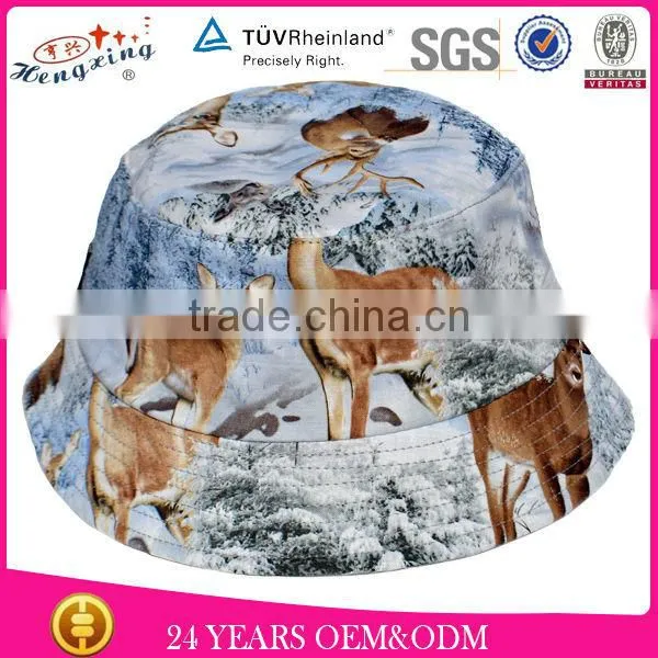 Woven Label 100% Cotton Canvas Digital Print Waterproof Custom Camo Bucket Hat