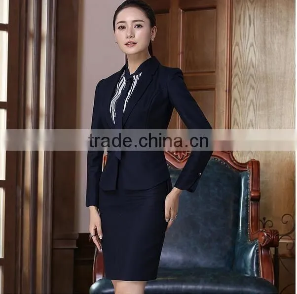 2 pieces blue plus size fashion business women formal suit
