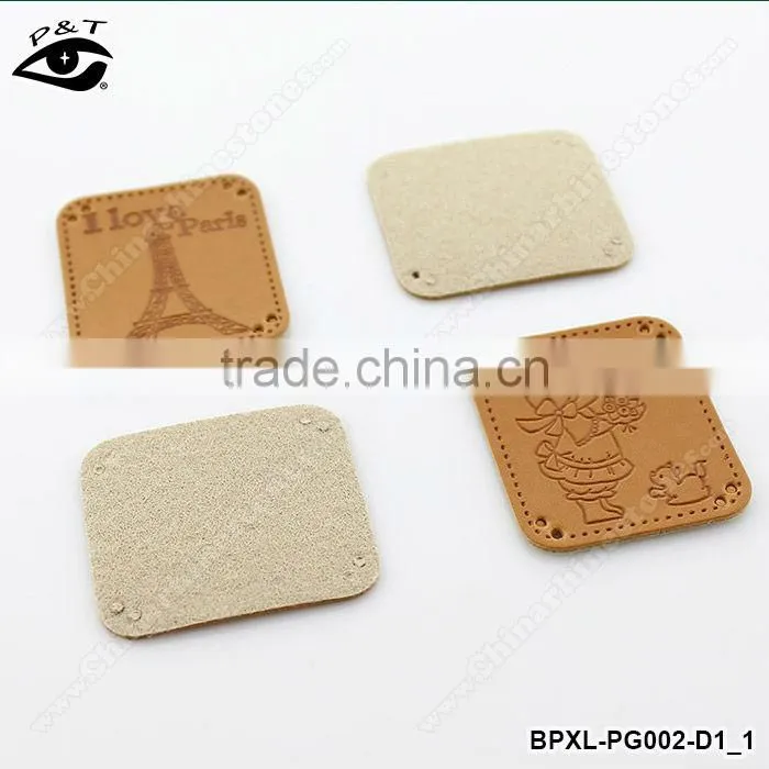Square shape PU leather label design for clothing