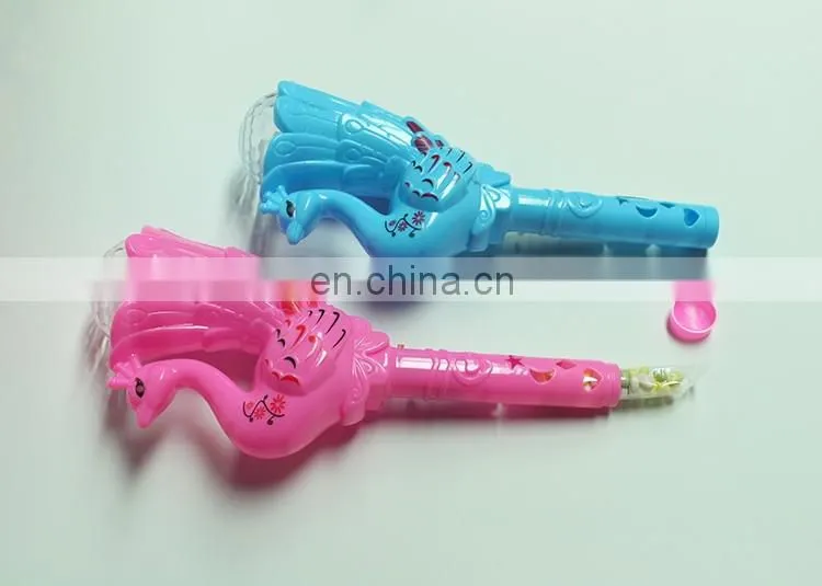 Peacock shape flash stick candy plastic toy container
