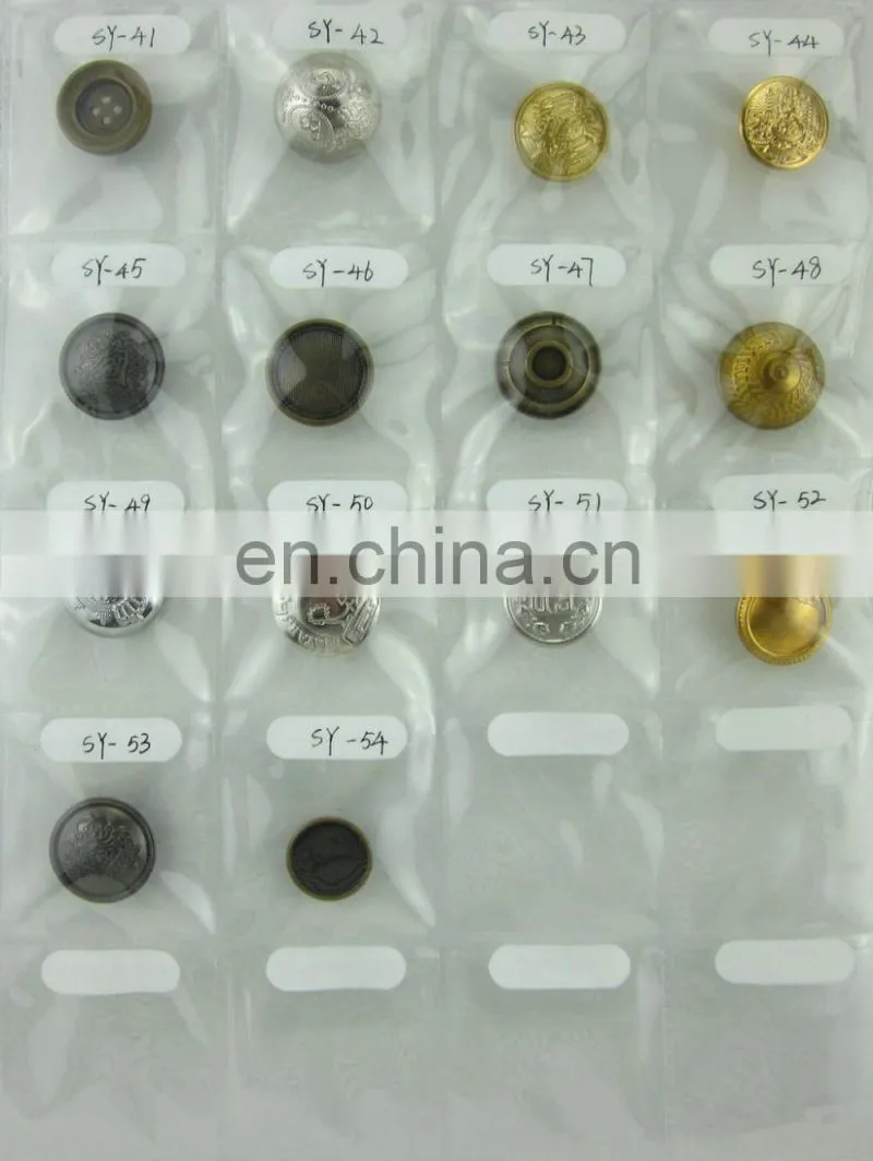2016 high quality Vintage antiqued metal dome shank buttons military brass buttons
