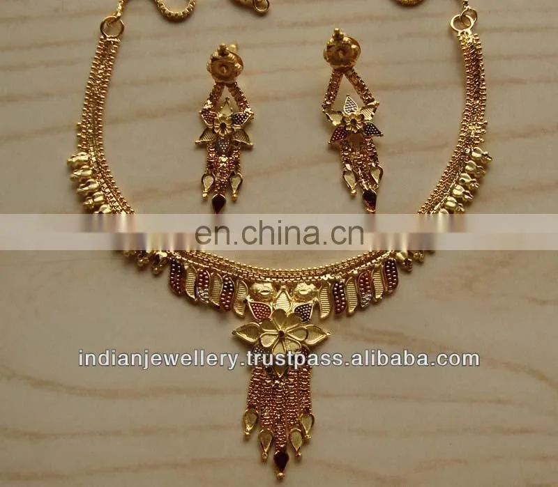 Goldplated necklace jewelry set manufacturer, gold-plated necklace fashion jewellery sets exporter