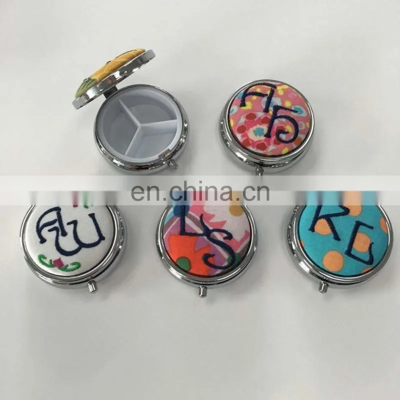 Customized Collection box,Pill casewith Fabric with Embroidery logo