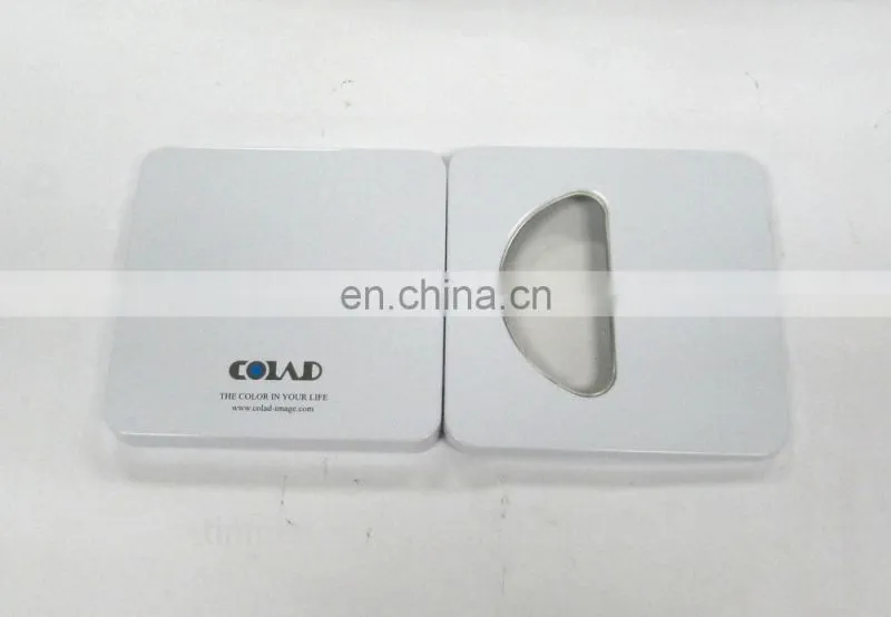 Thin Square CD Tin Box with a PVC Window and Hinged Lid